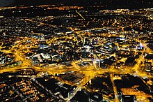 The city centre at night, seen in April 2013 Helicopter - Night Time Photos (8739866021).jpg