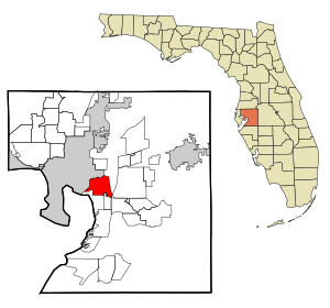 Hillsborough County Florida Incorporated and Unincorporated areas Palm River-Clair Mel Highlighted.svg