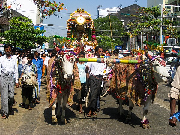 A Hindu temple procession in Yangon