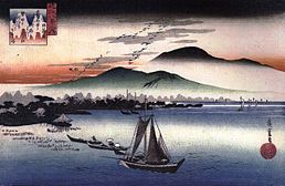 Fishing boats on a lake, trong Eight Views of Ōmi