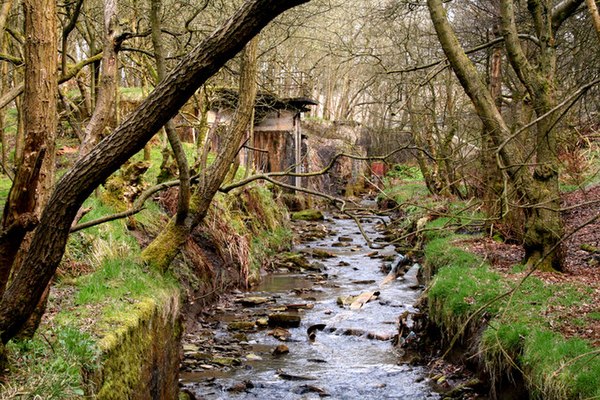 The River Irwell at Weir in the rural north of Bacup