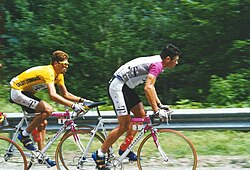 Ullrich avec son coéquipier Udo Bölts grimpant les Vosges durant le Tour de France 1997.