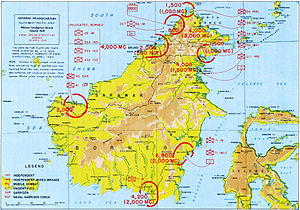 A 1945 map showing the two Kapuas rivers of Borneo (Kapueas on the map)