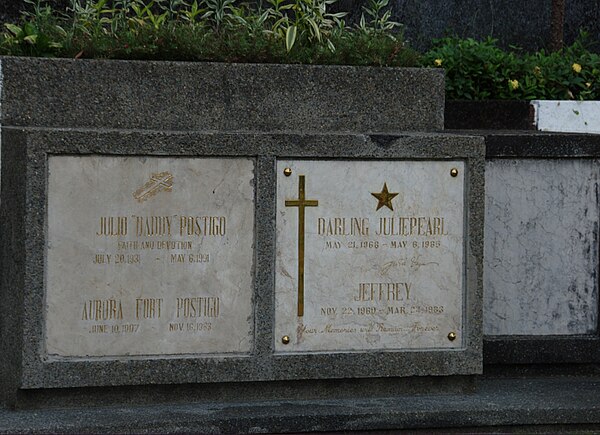 Julie Vega's tomb at the Loyola Memorial Park in Marikina.
