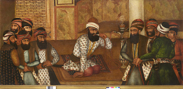 Karim Khan with his kinsmen and courtiers, from a mural in the Pars Museum, Shiraz