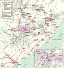 223: Gesamtnetz aller jemals betriebenen Strecken der Aachener Straßenbahn