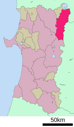Location of Kazuno in استان آکیتا
