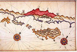 Historic map of Kekova by Piri Reis