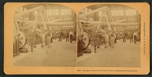 Stereoscopic image from Krupp's great exhibit of guns at the Columbian Exposition in 1893