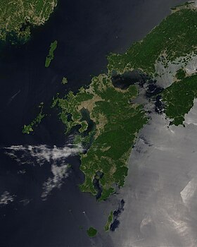 Vue satellite de Kyūshū.