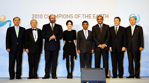 Zhou was named one of the 'Champions of the Earth' for her work with the United Nations Development Programme (UNDP), on the Earth Day, 2010, becoming