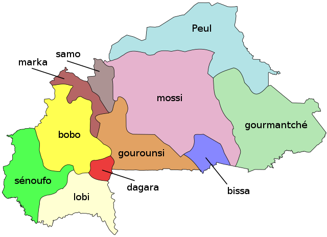 Lingue del Burkina Faso (da Wikimedia)