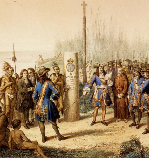 Color reproduction of Taking possession of Louisiana and the River Mississippi, in the name of Louis XIVth by Jean-Adolphe Bocquin.