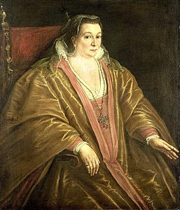 Leandro Bassano - Portret van een vrouw, waarschijnlijk Morosina Morosini, de echtgenote van Marino Grimani, doge van Venetië.jpg