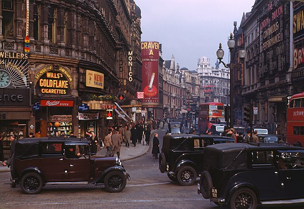 Shaftesbury Avenue from Piccadilly Circus in 1949