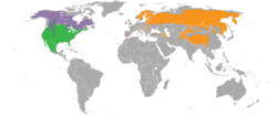 Misambao ya spishi za linksi: machungwa - L. lynx nyekundu - L. pardinus zambarau - L. canadensis kijani - L. rufus