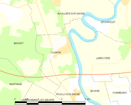 Mapa obce Glanon