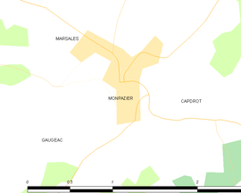 Mapa obce Monpazier
