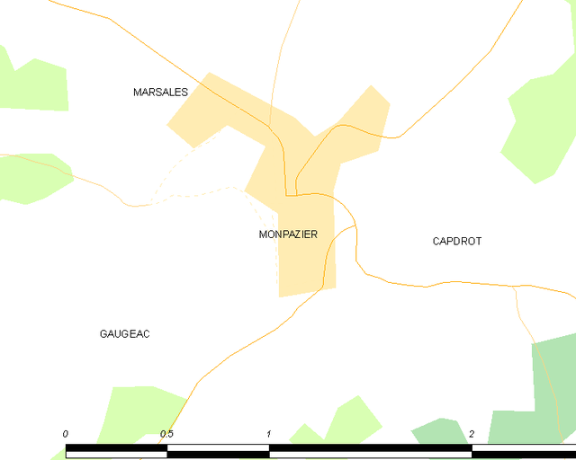 Poziția localității Monpazier