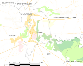 Mapa obce Mortain