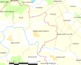 Mapa obce Thézey-Saint-Martin