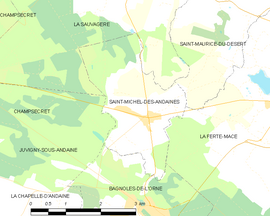 Mapa obce Saint-Michel-des-Andaines