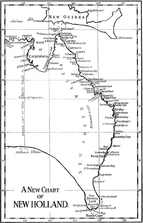 Map of the Eastern Half of Australia, shewing extent of Phillip's Government, 1787