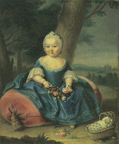 Painting of three-year-old Maria Theresa within the gardens of Hofburg Palace