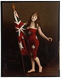 Thumbnail for File:Marie-Celeste de Villentroy in Australian flag, ca. 1920 by Albert de Villentroy.jpg