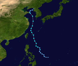 强烈热带风暴米雷的路径图