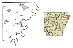 Location of Birdsong in Mississippi County, Arkansas.