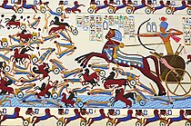 תמונה המתארת את ניצחונו של פרעה יעחמס על החיקסוס.