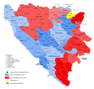 <span class="mw-page-title-main">Municipalities in Bosnia and Herzegovina</span> Third-level administrative divisions of Bosnia and Herzegovina