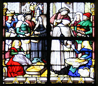 A 16th-century window by Arnold of Nijmegen showing the combination of painted glass and intense colour common in Renaissance windows