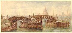New London Bridge under construction, by William Henry Kearney, 1826 New London Bridge under construction (1826).jpg