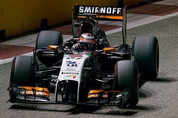 Force India VJM07, driven by Nico Hülkenberg, during the 2014 Singapore Grand Prix