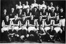 Northcote's 1929 premiership side. Second from right, front row, is Doug Nicholls. Northcote 1929.jpg