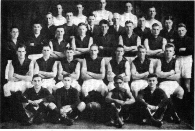 Northcote's 1929 premiership side. Second from right, front row, is Doug Nicholls.