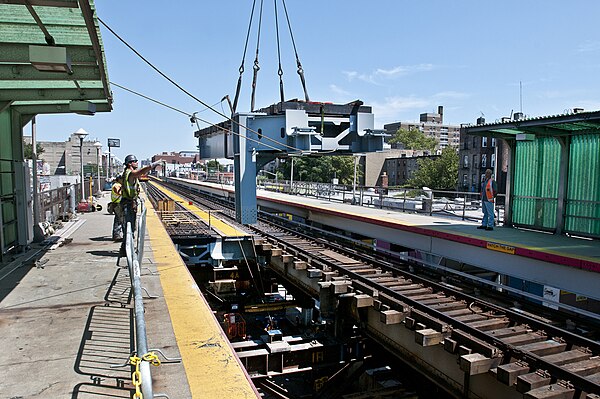 Replacement of the Atlantic Avenue Viaduct at Nostrand Avenue in July 2011.