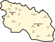 Ortsteile (rot) und Bauerschaften (orange) von Sendenhorst