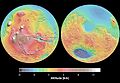 carte altimétrique (kilométrique) de la planète Mars ;