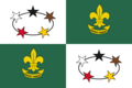 Vlag van de Padvinderij met vlag van Suriname erop.