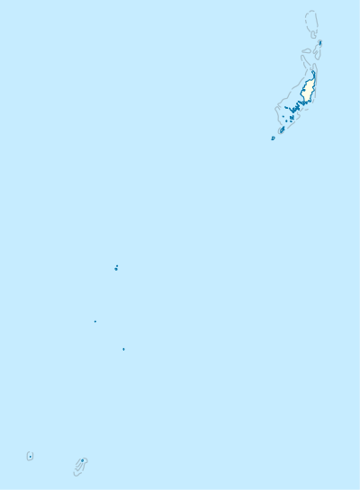 Mapa konturowa Palau, u góry po prawej znajduje się punkt z opisem „Rock Islands”