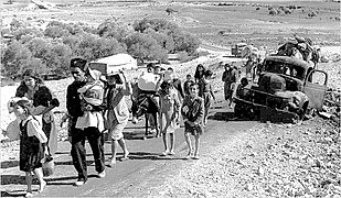 اللاجئون الفلسطينيون، "يسلكون طريقهم من الجليل". (1948)