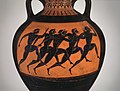 Course à pied. Amphore panathénaïque à figures noires, v. 530. H. de la scène env. 22 cm. The Met