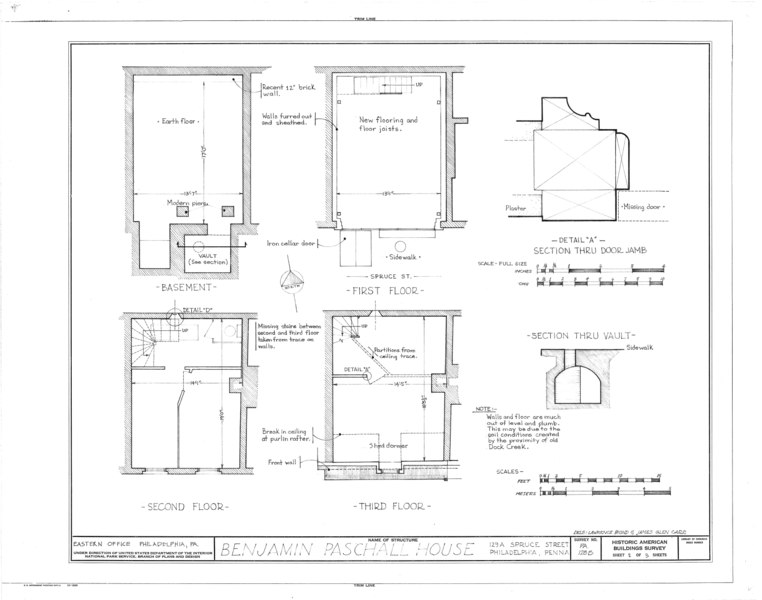 File:Paschall House, Spruce and Mattis Streets, Philadelphia, Philadelphia County, PA HABS PA,51-PHILA,276B- (sheet 2 of 3).tif