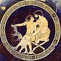 Pederasty scene. Attic Kylix. Brygos Painter. 470 BCE