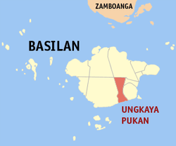 Mapa de Basilan con Ungkaya Pukan resaltado