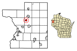 Polk County Wisconsin Incorporated and Unincorporated areas Milltown Highlighted.svg