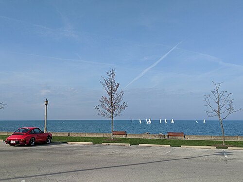 The pier of Lake Forest Beach in Illinois, United States